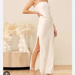 lulus white satin strapless maxi dress